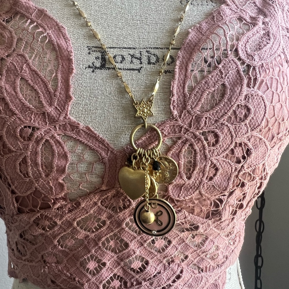 CAbi Gold Charm Pendant Necklace